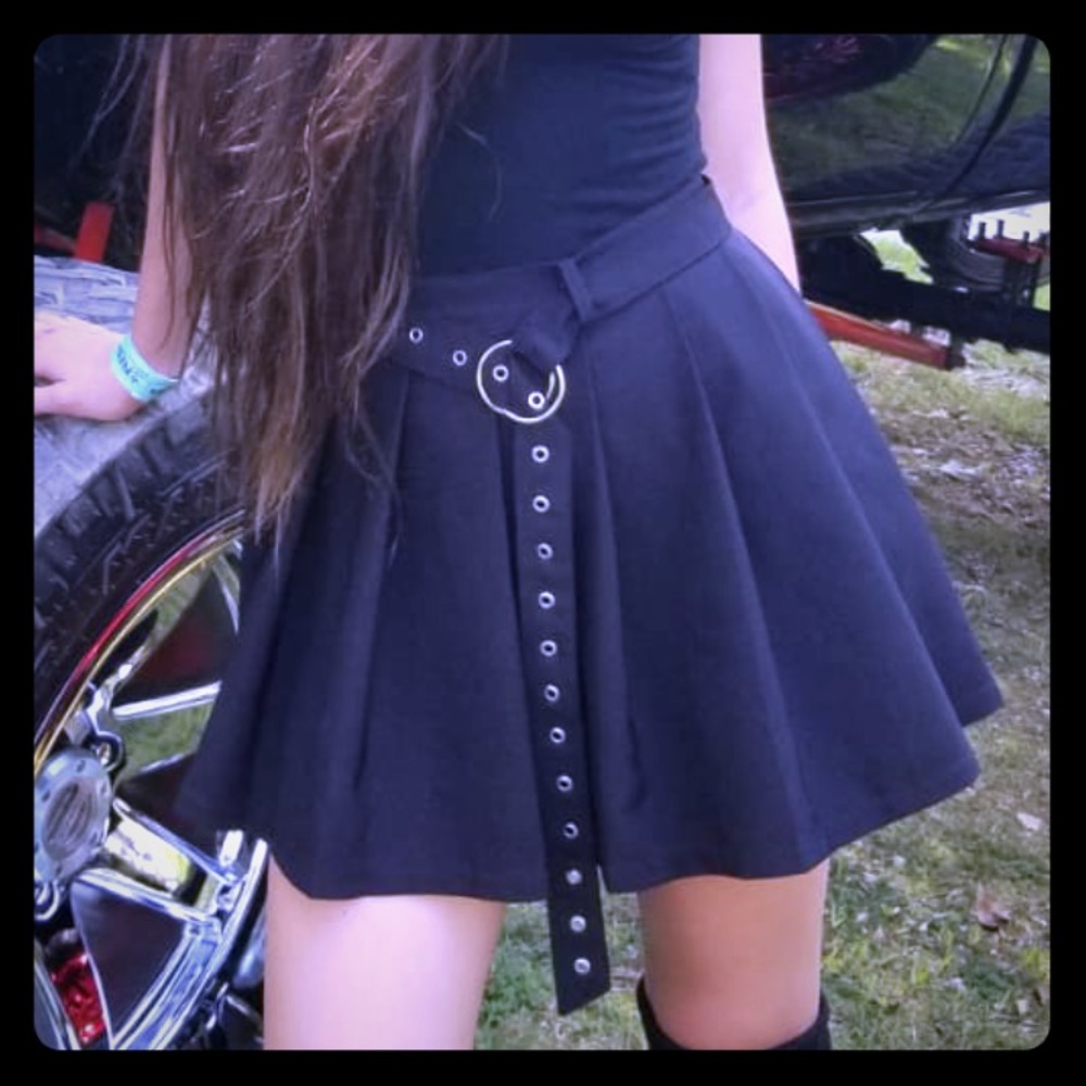 Black School Girl Skirt with Belt
